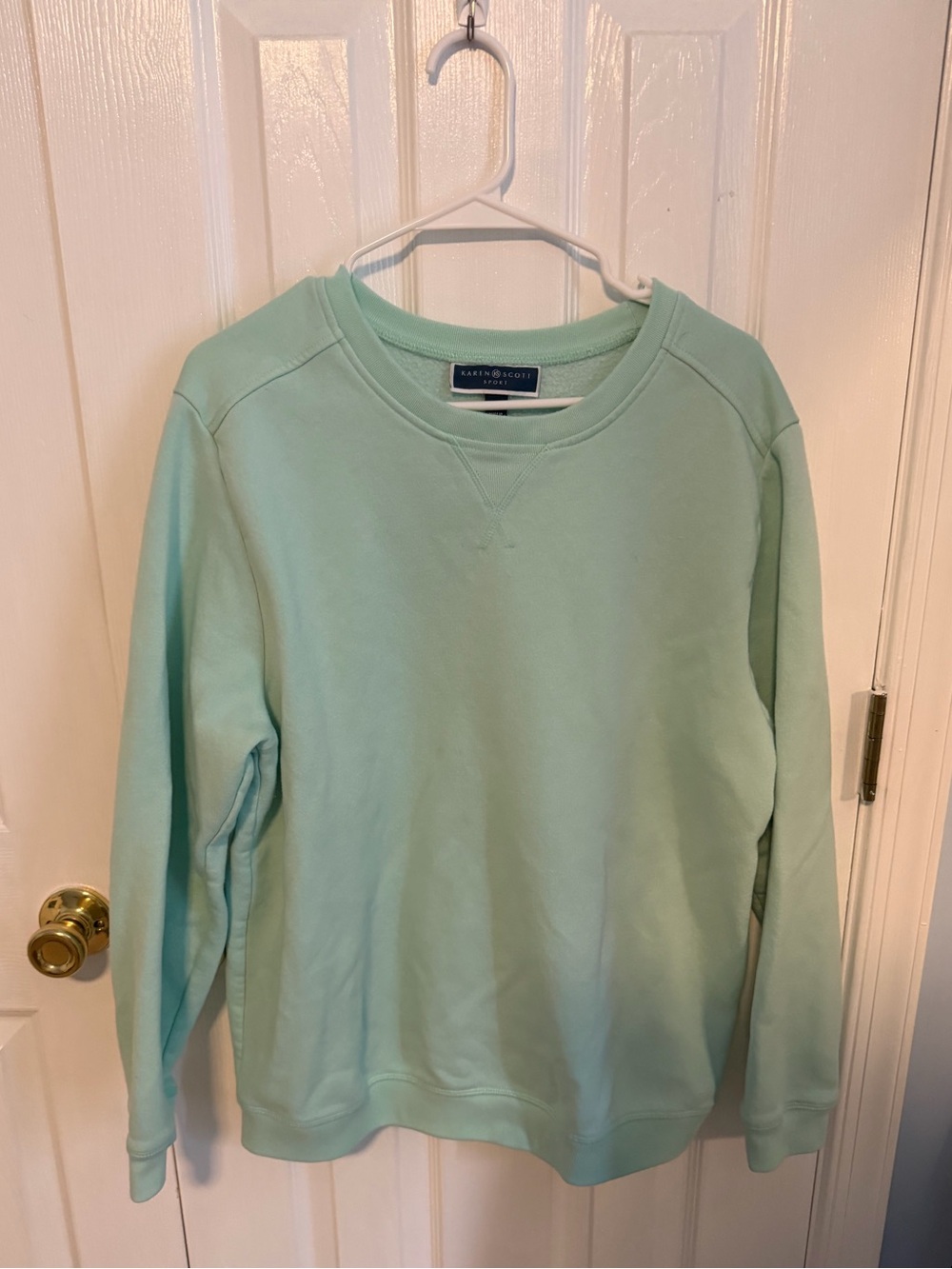 Karen Scott Women's XL Teal Cotton Long Sleeve Crewneck
